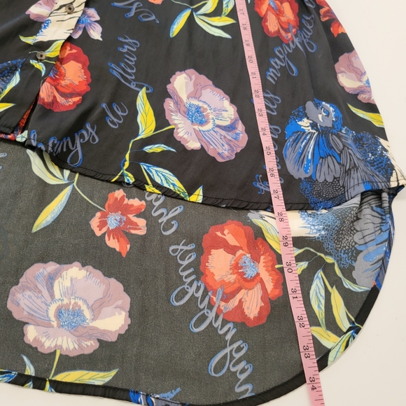 Free People high low floral long sleeve tee size XSmall - Picture 10 of 12